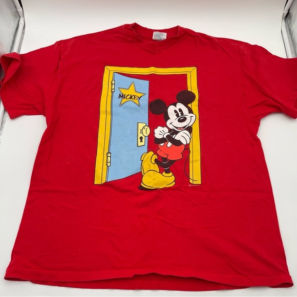 Vintage Mickey Mouse Shirt Adult Extra Large XL Red Disney 90s Cartoon Actor Tee - Picture 11 of 16